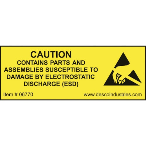 トラスコ中山 DESCO ラベル EQUIPMENT CONTAINING ESDS 19X51mm 500枚入り(ご注文単位1巻)【直送品】