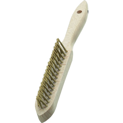 トラスコ中山 LESSMANN 3行リベット 木柄ハンドブラシ 真鍮メッキ線(ご注文単位1本)【直送品】