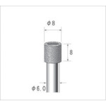 トラスコ中山 ナカニシ 電着ダイヤモンドバー 円筒#100 刃径8×軸径6×88L(ご注文単位1本)【直送品】