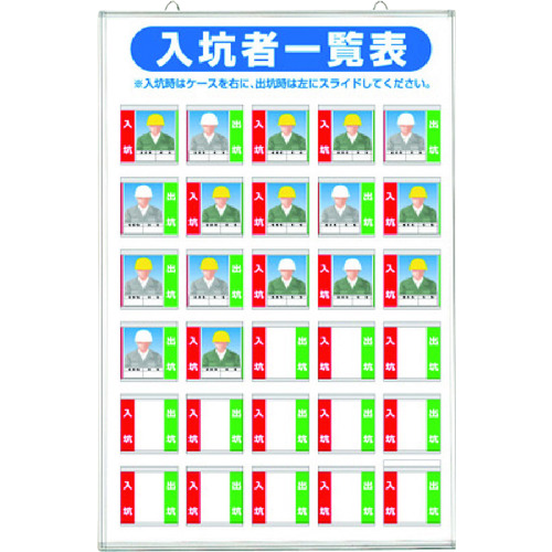 トラスコ中山 つくし 標識 「入坑者一覧表 30人用」(ご注文単位1台)【直送品】