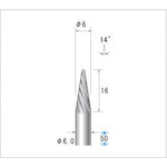 トラスコ中山 ナカニシ チタンコート超硬カッター テーパー(ダブルカット)刃径6mm 刃長16mm(ご注文単位1本)【直送品】