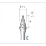 トラスコ中山 ナカニシ チタンコート超硬カッター テーパー(ダブルカット)刃径9.5mm 刃長16mm(ご注文単位1本)【直送品】