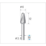 トラスコ中山 ナカニシ 超硬カッター テーパー(シングルカット・粗目)刃径6mm 刃長12mm(ご注文単位1本)【直送品】