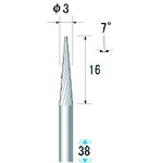 トラスコ中山 ナカニシ 超硬カッター テーパー(シングルカット) 刃径3mm 刃長16mm(ご注文単位1本)【直送品】