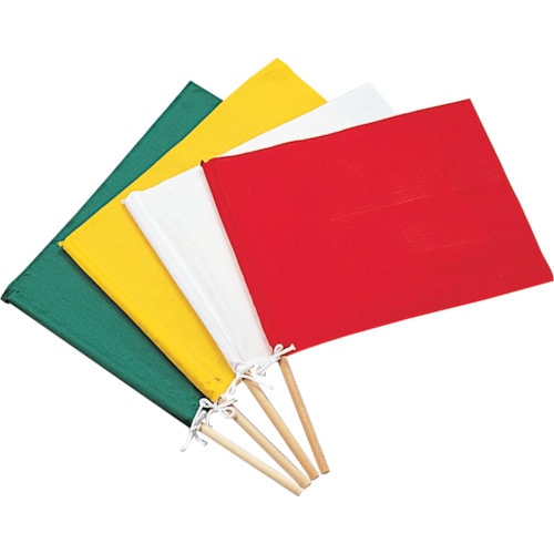 トラスコ中山 緑十字 手旗 黄 300(450)×420mm 綿+木製棒(ご注文単位1本)【直送品】