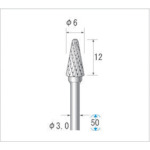 トラスコ中山 ナカニシ 超硬カッター テーパー先丸(ダブルカット) 刃径6mm 刃長12mm(ご注文単位1本)【直送品】