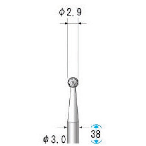 トラスコ中山 ナカニシ 超硬アロイカッター 球(オール超硬) 刃径3.0mm 刃長2.8mm(ご注文単位1本)【直送品】