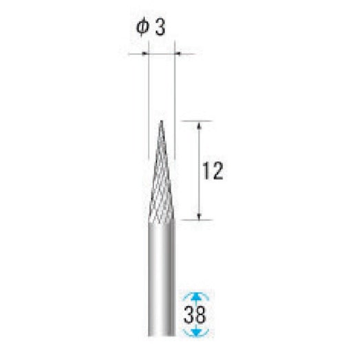 トラスコ中山 ナカニシ 超硬アロイカッター テーパー(オール超硬) 刃径3mm 刃長11mm(ご注文単位1本)【直送品】