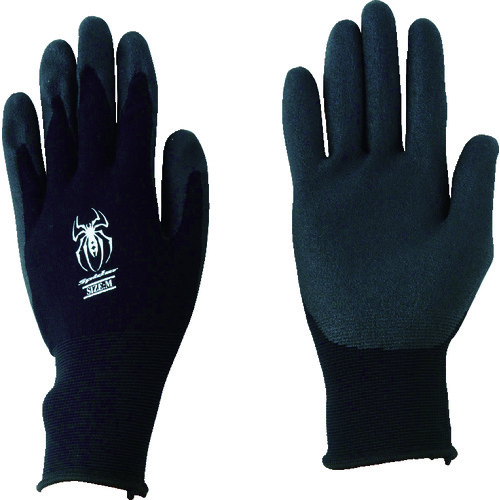トラスコ中山 川西 塩ビ背抜き手袋 スパイダー ブラック M 1P（ご注文単位1組）【直送品】