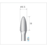 トラスコ中山 ナカニシ 超硬カッター 砲弾(シングルカット) 刃径9.5mm 刃長19mm(ご注文単位1本)【直送品】