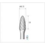 トラスコ中山 ナカニシ 超硬カッター 砲弾(ダブルカット) 刃径9.5mm 刃長19mm(ご注文単位1本)【直送品】