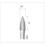 トラスコ中山 ナカニシ 超硬カッター 砲弾(ダブルカット) 刃径8mm 刃長19mm(ご注文単位1本)【直送品】