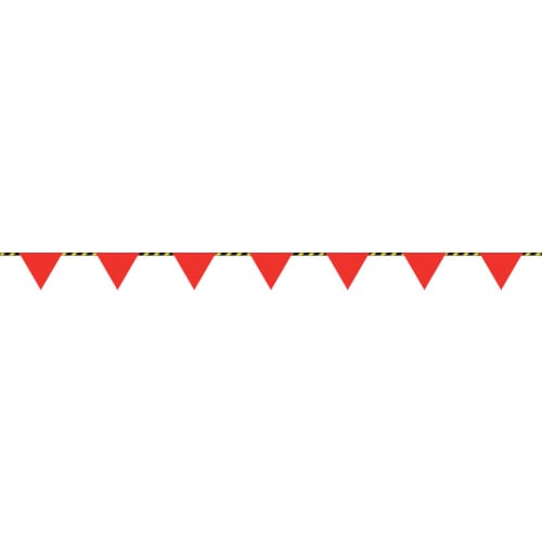 トラスコ中山 緑十字 三角旗付標識ロープ(トラロープ) 赤無地タイプ 標識ロープ-100 6mmΦ×20m(280mm三角)（ご注文単位1巻）【直送品】
