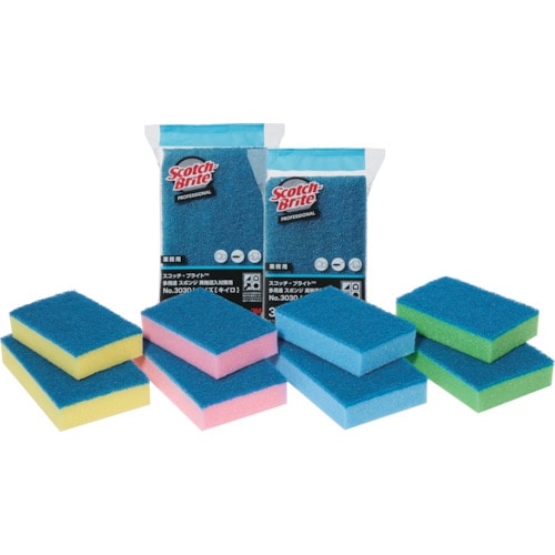 トラスコ中山 3M スコッチ・ブライト 多用途スポンジ 異物混入対策用 No.3030 アオ 115X75mm(ご注文単位1個)【直送品】