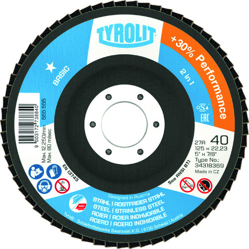 トラスコ中山 TYROLIT フラップディスク ベーシックタイプ 100mm #60(ご注文単位10枚)【直送品】