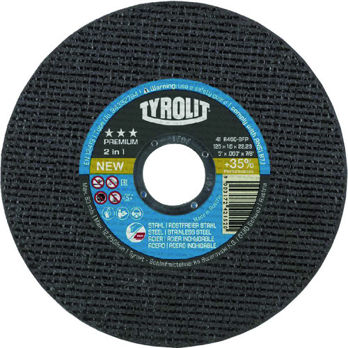 トラスコ中山 TYROLIT 切断砥石 プレミアムタイプ 125X1X22.23mm 195-3477(ご注文単位1枚)【直送品】