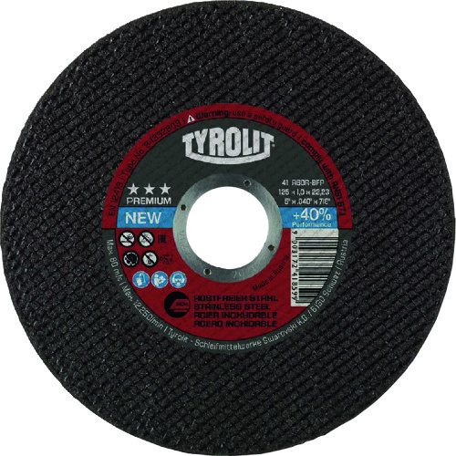 トラスコ中山 TYROLIT 切断砥石 プレミアムタイプ 125X1X22.23mm 195-3476(ご注文単位1枚)【直送品】