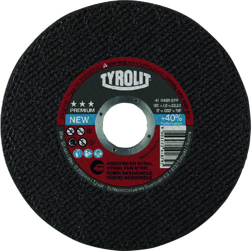 トラスコ中山 TYROLIT 切断砥石 プレミアムタイプ 125X1.6X22.23mm 195-3456(ご注文単位1枚)【直送品】