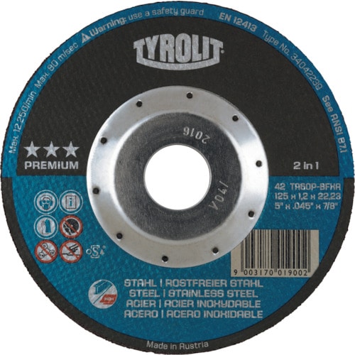 トラスコ中山 TYROLIT 切断砥石 ディープカット 125X1.2X22.23mm(ご注文単位1枚)【直送品】