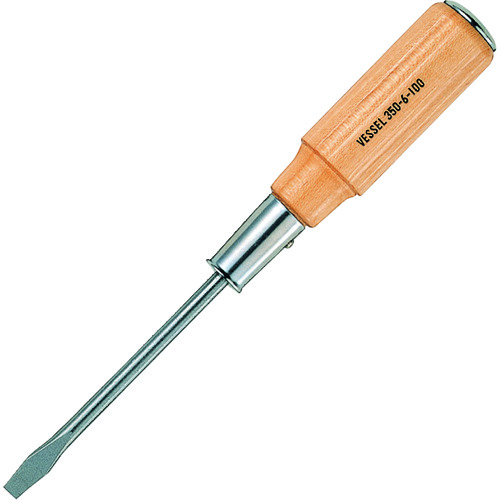 トラスコ中山 ベッセル 木柄貫通ドライバー350 -6.0×100(ご注文単位1本)【直送品】