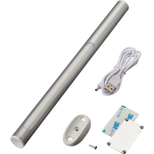 トラスコ中山 緑十字 LEDライト LED Magic Wand(マジックワンド) シルバー 22Φ×306mm 充電式(ご注文単位1本)【直送品】