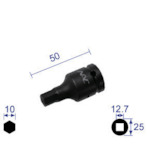 トラスコ中山 ナック ヘキサゴンレンチソケット ショートタイプ 差込角12.7x対辺10mm(ご注文単位1個)【直送品】