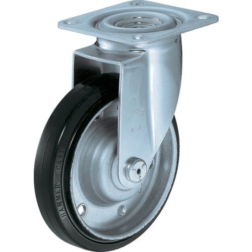 トラスコ中山 ハンマー 軽量キャスター 旋回式ゴム車輪 125mm(ご注文単位1個)【直送品】