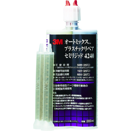 トラスコ中山 3M オートミックス プラスチックリペア セミリジッド 主剤・硬化剤各100ml(ご注文単位1本)【直送品】