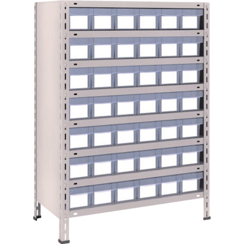 トラスコ中山 TRUSCO スチールラック 軽量棚 875X450X1200 樹脂引出透明 小X42 ネオグレー(ご注文単位1台)【直送品】