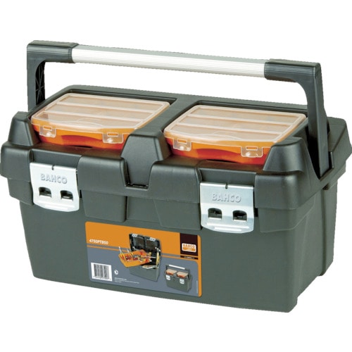 トラスコ中山 バーコ 樹脂製工具箱 ヘビーデューティー仕様プラスチックボックス 外形寸法500×270×295mm 黒/オレンジ(ご注文単位1個)【直送品】