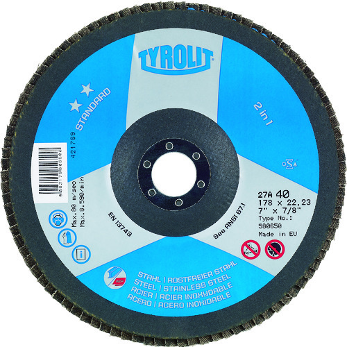 トラスコ中山 TYROLIT フラップディスク スタンダードタイプ 125mm #120(ご注文単位10枚)【直送品】