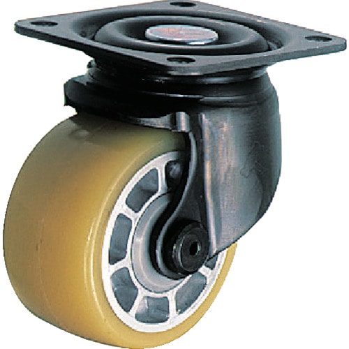 トラスコ中山 ハンマー 低床重荷重用旋回式ウレタン車輪(アルミホイール・ボールベアリング)65mm(ご注文単位1個)【直送品】