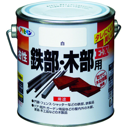 トラスコ中山 アサヒペン 油性鉄部・木部用EX0.7L 白(ご注文単位1缶)【直送品】