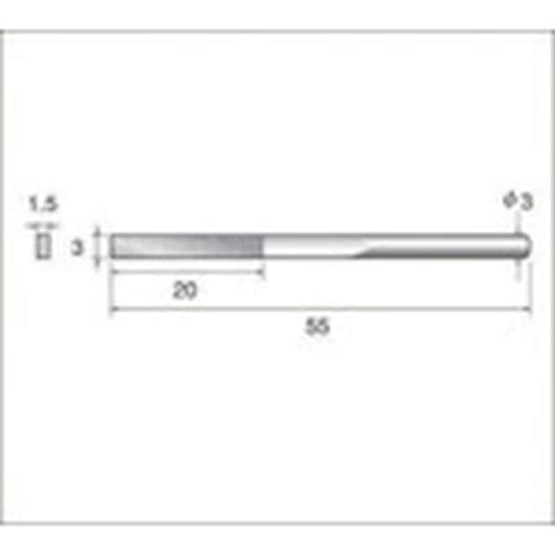 トラスコ中山 ナカニシ 電着ダイヤモンドヤスリ(軸径3mm)全長55mm刃長20mm刃幅3mm 477-2784(ご注文単位1本)【直送品】