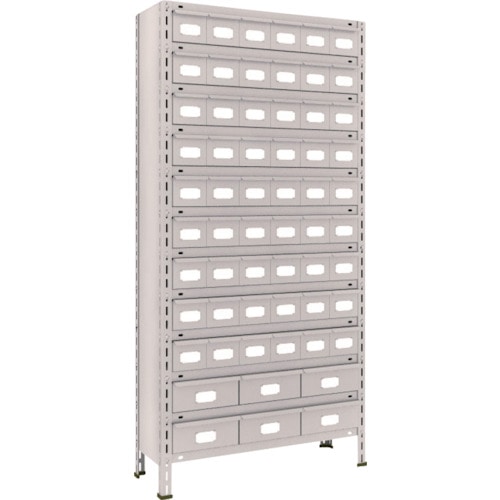 トラスコ中山 TRUSCO スチールラック 軽量棚875X300X1800スチール引出小X54大X6 ネオグレー(ご注文単位1台)【直送品】