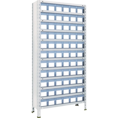 トラスコ中山 TRUSCO スチールラック 軽量棚 875X300X1800 樹脂引出透明 小X66 ネオグレー(ご注文単位1台)【直送品】