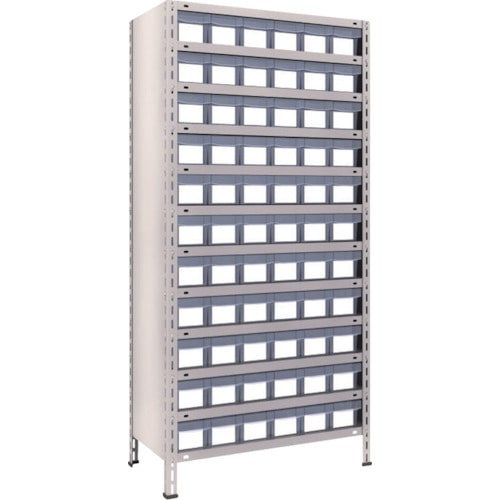 トラスコ中山 TRUSCO スチールラック 軽量棚 875X450X1800 樹脂引出透明 小X66 ネオグレー(ご注文単位1台)【直送品】
