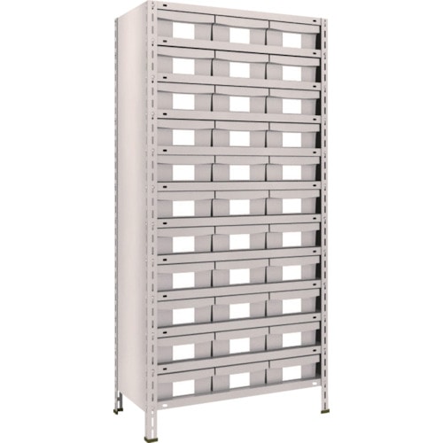 トラスコ中山 TRUSCO スチールラック 軽量棚 875X450X1800 樹脂引出NG 大X33 ネオグレー(ご注文単位1台)【直送品】