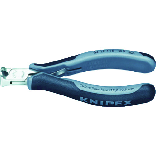 トラスコ中山 KNIPEX 6412-115ESD エレクトロニクスエンドカッティングニッパー(ご注文単位1個)【直送品】