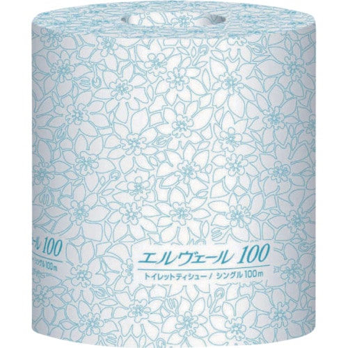 トラスコ中山 エリエール エルヴェールトイレットティシューシングル100m個包装ミシン目入り(ご注文単位1ケース)【直送品】