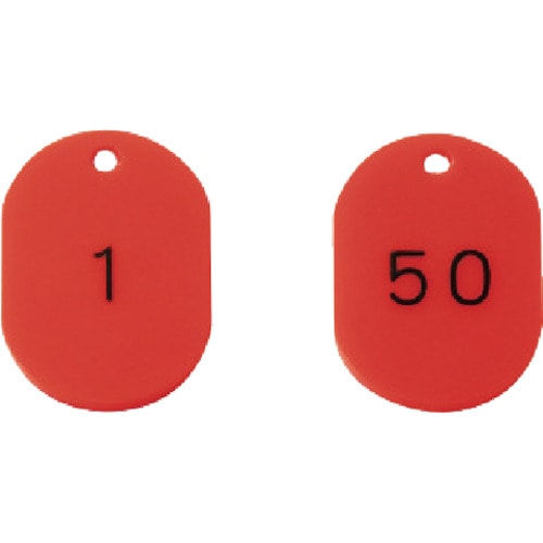 トラスコ中山 ユニット 番号札45×30赤1~50 50枚組(ご注文単位1組)【直送品】