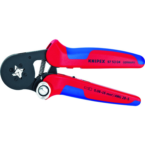 トラスコ中山 KNIPEX 9753-04 エンドスリーブ用自動調整圧着ペンチ(ご注文単位1個)【直送品】