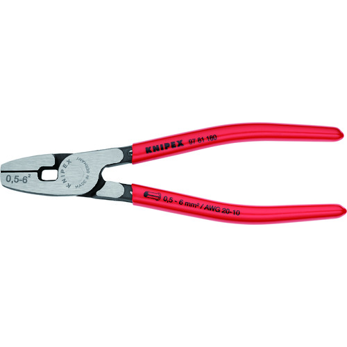 トラスコ中山 KNIPEX 9781-180 エンドスリーブ用圧着ペンチ 全長180mm(ご注文単位1個)【直送品】
