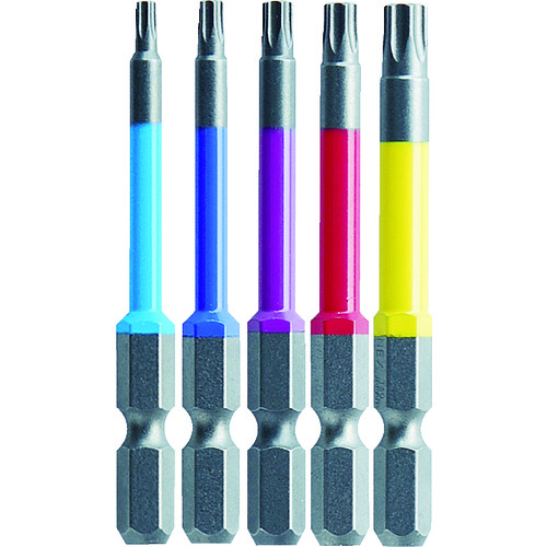 トラスコ中山 アネックス ヘクスローブカラービット5本組 全長65mm(ご注文単位1セット)【直送品】