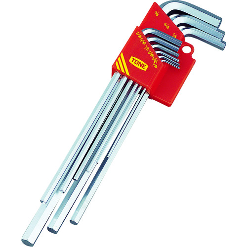 トラスコ中山 TONE マスターツールロング六角棒L形レンチセット 吋目 9pcs(ご注文単位1セット)【直送品】