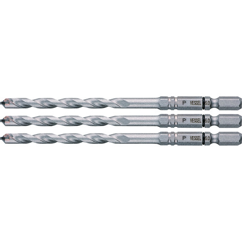 トラスコ中山 ベッセル 磁器タイル用ドリル APD 3本組 ドリル径：6.0mm 有効長：65mm（ご注文単位1セット）【直送品】