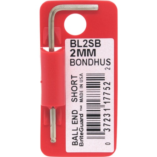 トラスコ中山 ボンダス 六角棒レンチ ボールポイント・L-レンチ ショート メッキ 対辺2mm 首下寸法16mm 全長49mm(ご注文単位1本)【直送品】