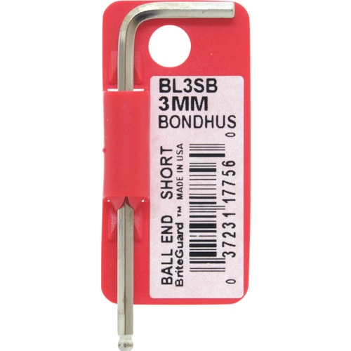 トラスコ中山 ボンダス 六角棒レンチ ボールポイント・L-レンチ ショート メッキ 対辺3mm 首下寸法19mm 全長62mm(ご注文単位1本)【直送品】