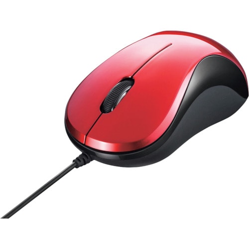 トラスコ中山 バッファロー 有線 BlueLED光学式マウス 静音/3ボタン レッド(ご注文単位1個)【直送品】