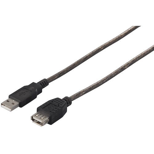 トラスコ中山 バッファロー USB2.0延長ケーブル(A to A) 1.5m ブラックスケルトン(ご注文単位1個)【直送品】